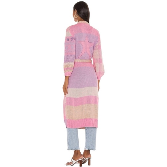 LoveShackFancy Grayson Star Duster Cardigan Coatigan Size M/L NEW - Picture 3 of 14